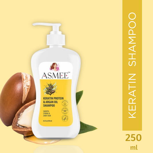 Asmee Keratin Protein & Argan Oil Shampoo โ Smooth, Strong, Shiny & Paraben-Free Hair Formula (250ml)