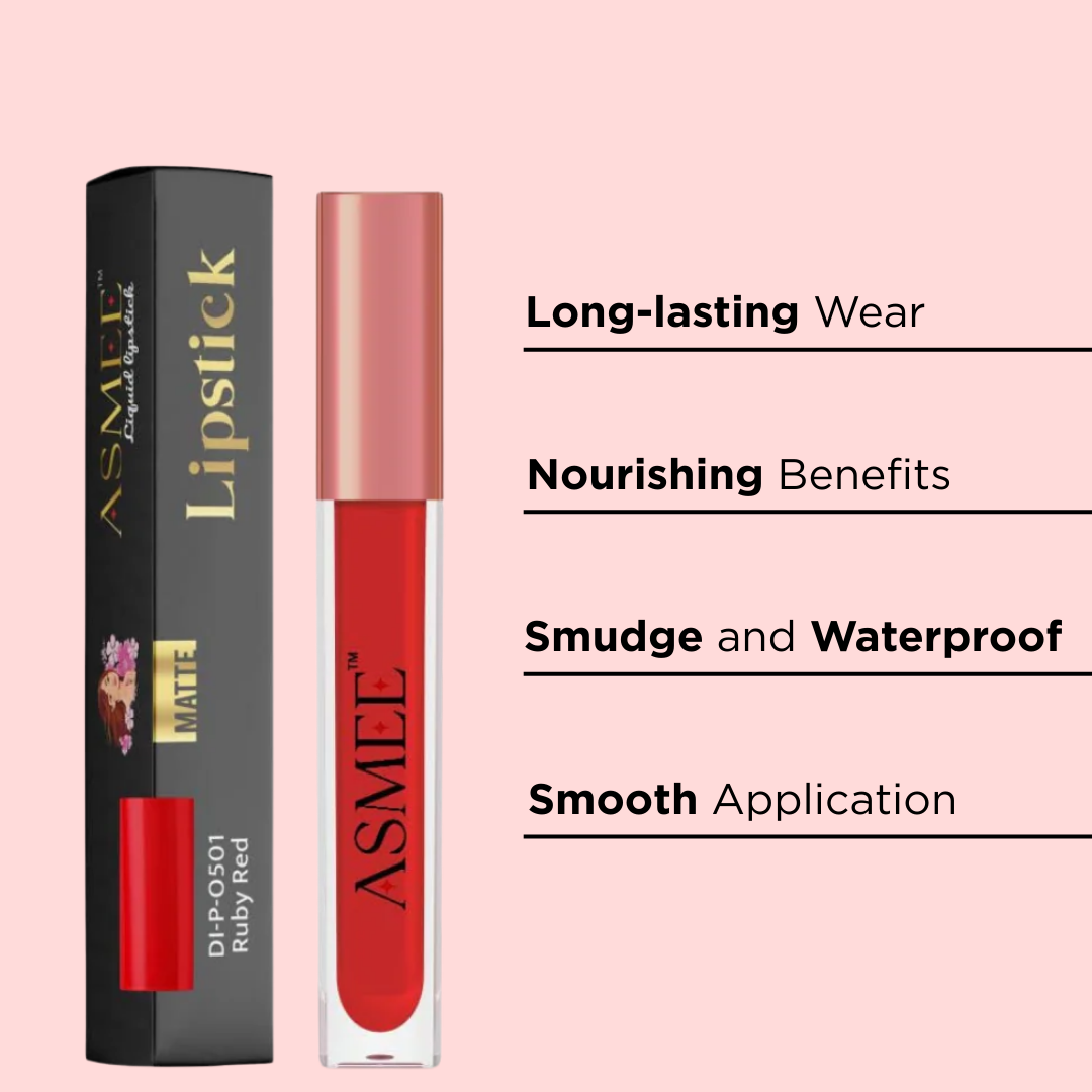 Liquid Matte Lipstick β Ruby Red | Long-Lasting, Smudge-Proof & Nourishing Matte Formula (4ml)