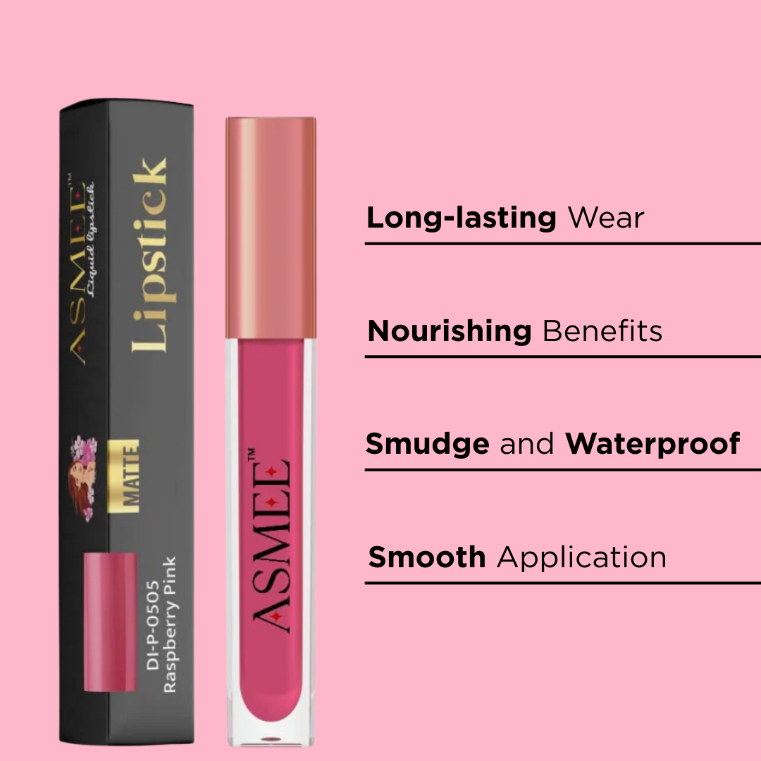 Liquid Matte Lipstick – Raspberry Pink | Long-Lasting, Smudge-Proof & Nourishing Matte Formula (4ml)