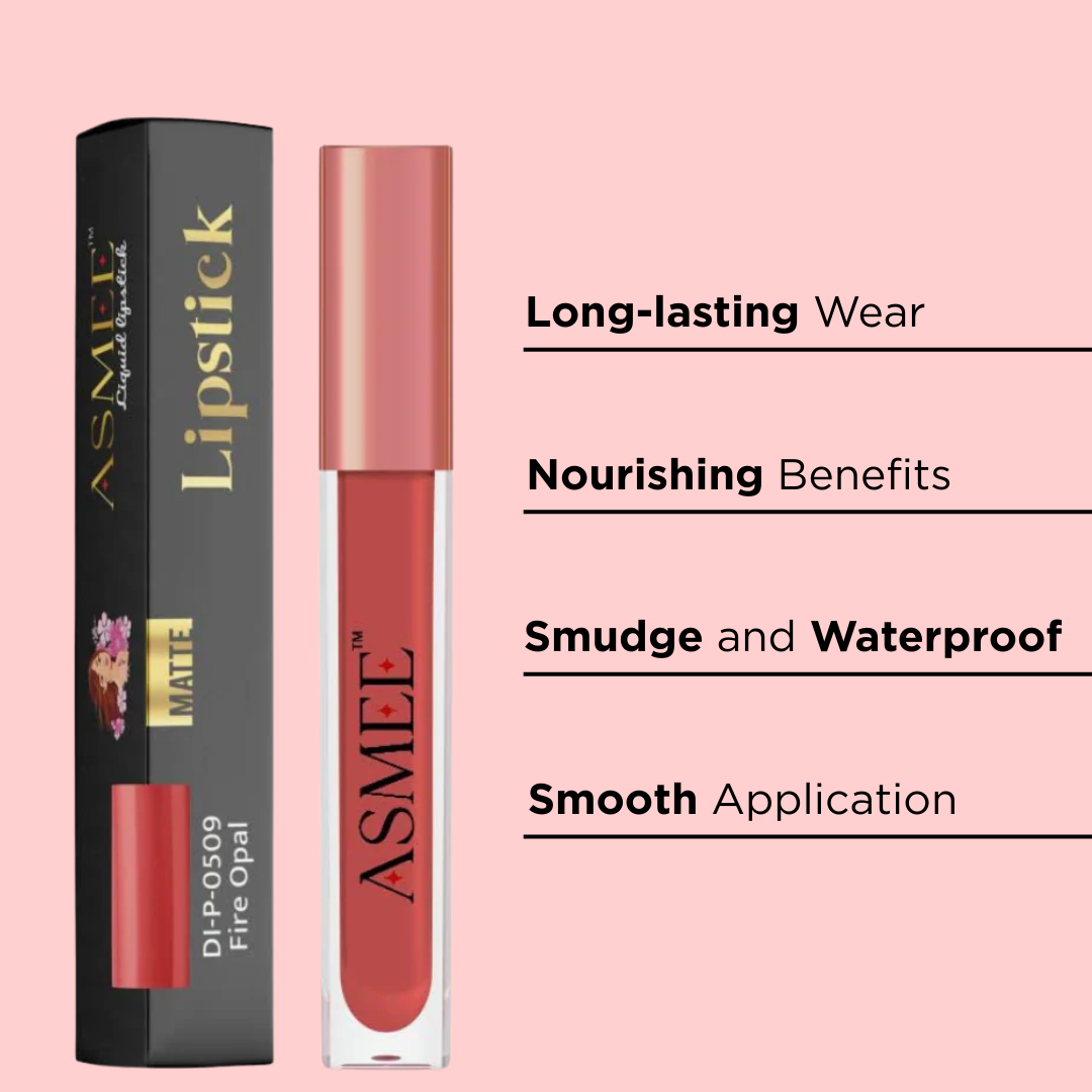 Liquid Matte Lipstick – Fire Opal | Long-Lasting, Smudge-Proof & Nourishing Matte Formula (4ml)