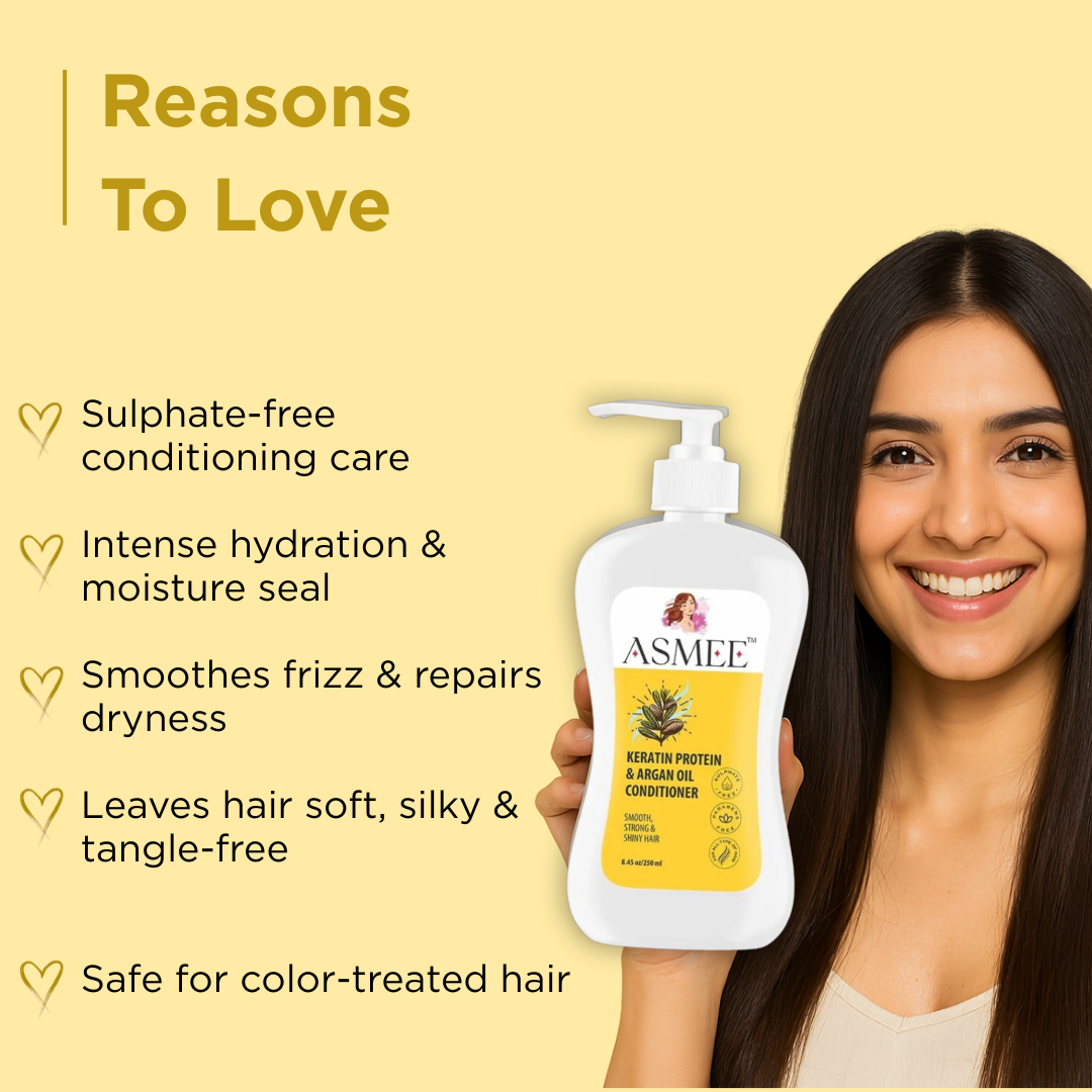 Asmee Keratin Protein & Argan Oil Conditioner – Nourishing, Frizz-Control & Paraben-Free (250ml)