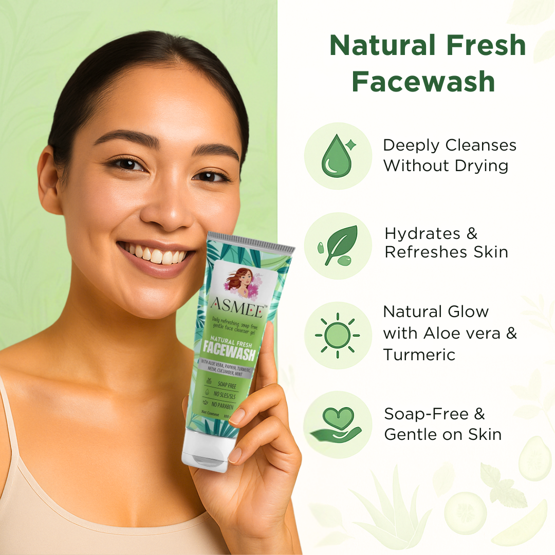Natural Fresh Facewash β Gentle, Soap-Free Cleanser with Aloe Vera, Turmeric & Herbal Extracts (100g)