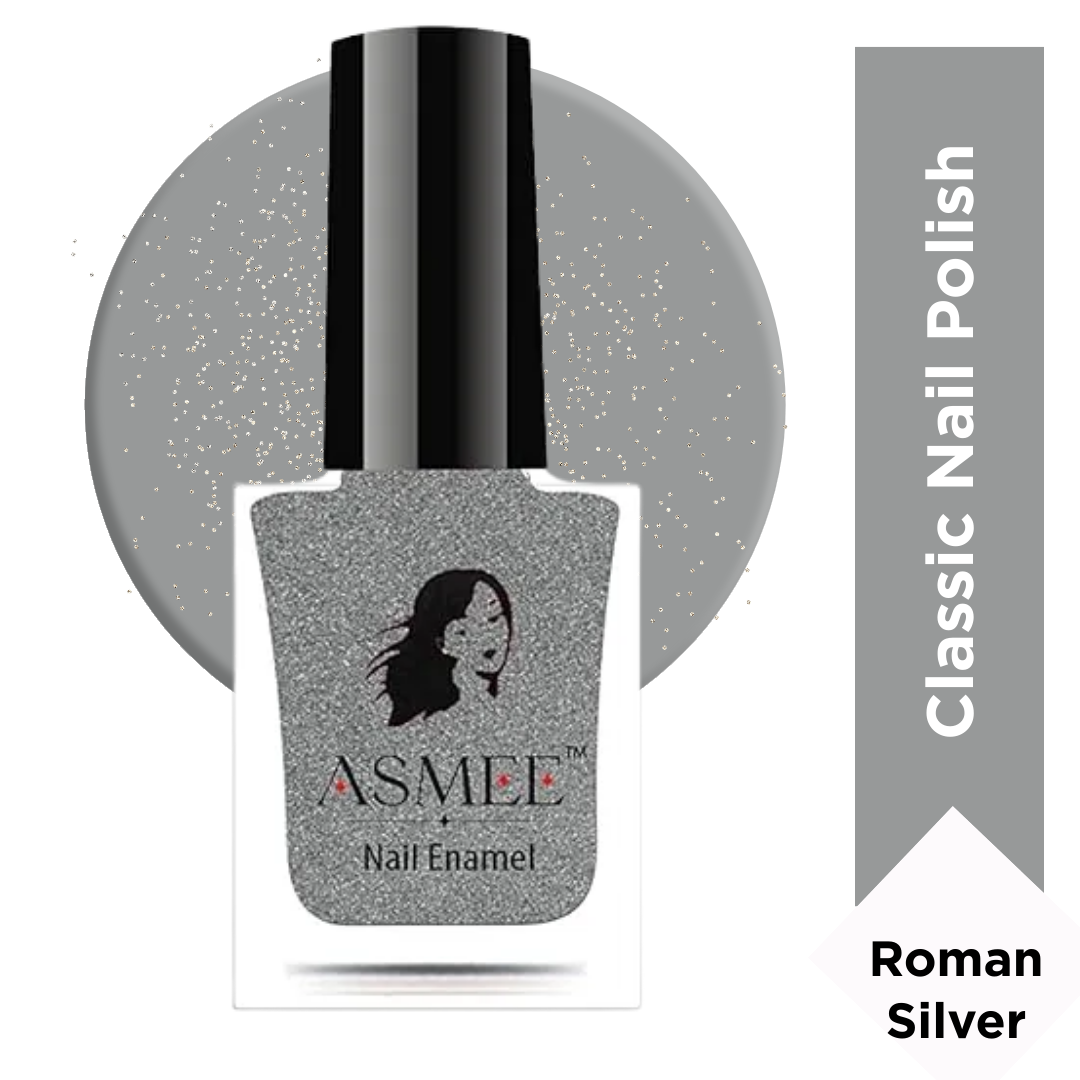 Classic Nail Polish – Roman Silver | Long-Lasting Metallic Finish (10ml)