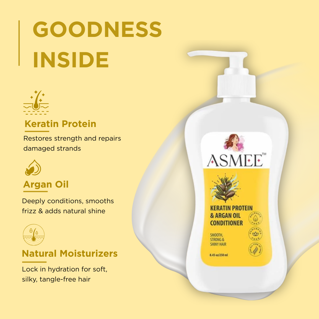 Asmee Keratin Protein & Argan Oil Conditioner – Nourishing, Frizz-Control & Paraben-Free (250ml)