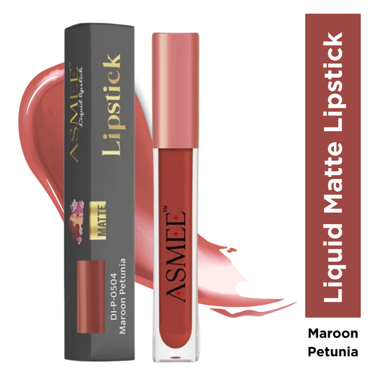 Liquid Matte Lipstick – Maroon Petunia | Long-Lasting, Smudge-Proof & Nourishing Matte Formula (4ml)