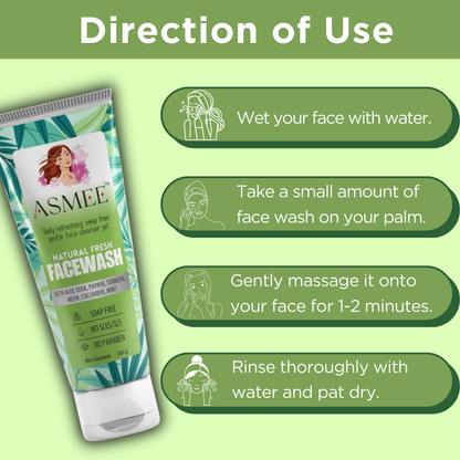 Natural Fresh Facewash – Gentle, Soap-Free Cleanser with Aloe Vera, Turmeric & Herbal Extracts (100g)