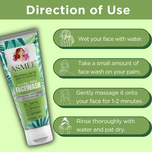 Natural Fresh Facewash – Gentle, Soap-Free Cleanser with Aloe Vera, Turmeric & Herbal Extracts (100g)