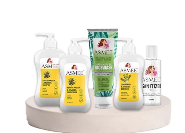 Combo Set of Shampoo, Conditioner, Bodywash, Facewash, Sanitizer pack of 5