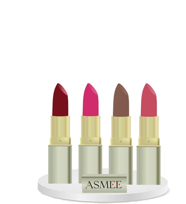 Glossy And Matte Lipstick Pack of 4 – Long-lasting & Vibrant Shades