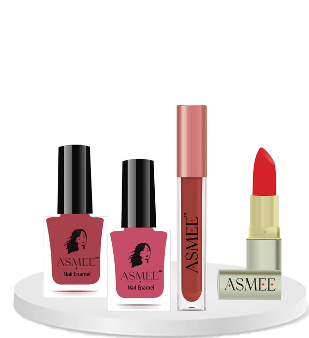 Nail Polish Sakura and Maple Leaf Matte Lipstick Combo Pack of 4