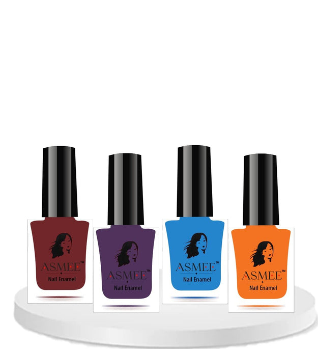 Premium Gel Nail Polish (Rich ruby, Amethyst, Aqua marine, Mustard yellow) Combo of 4