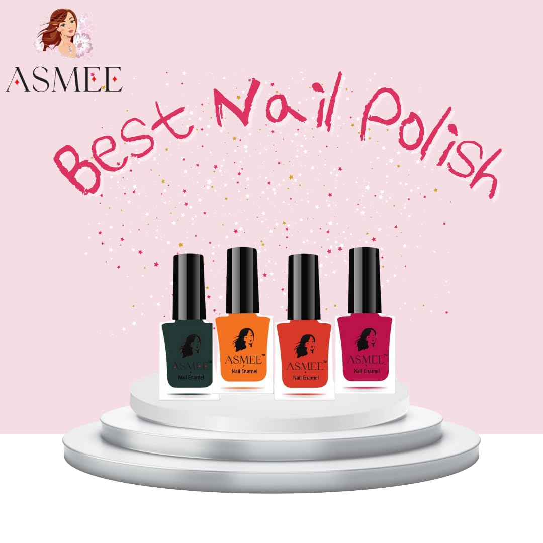 Forest green, Mustard yellow, Carnation pink,Orange crush Gel Nailpolish pack of 4