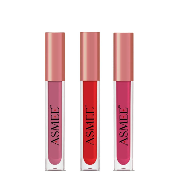 Matte Liquid Lipstick Combo of 3 (Bergenia Ruby Red Tulip)