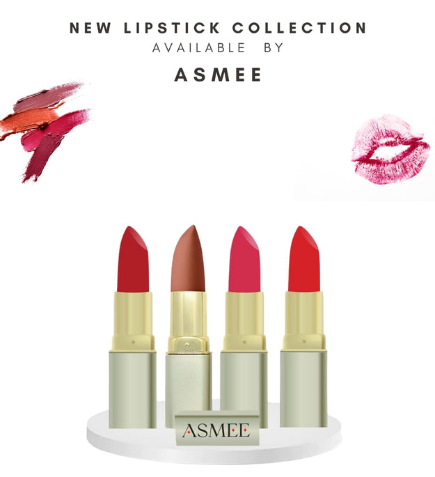 Velvet red, Tangerine, Caramel,Primrose lipstick pack of 4