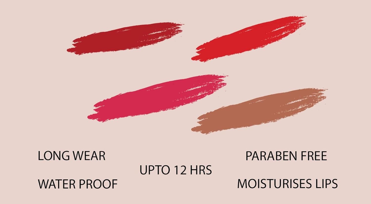 Lipstick Pack of 4 – Velvet Red, Tangerine, Caramel, and Primrose