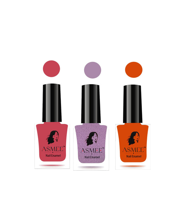 Classic Nail Polish Combo pack of 3 (Coral Rose, Wisteria, Magic Orange)