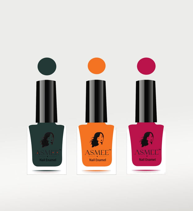 Premium Gel Nail Polish Combo Pack of 3( Forest Green, Carnation Pink ,Mustard Yellow)