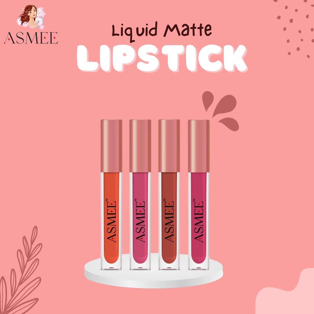 Liquid Matte Lipstick Combo Pack - of 4 (Orange Lily Tulip Raspberry Pink Berry Fantasy)