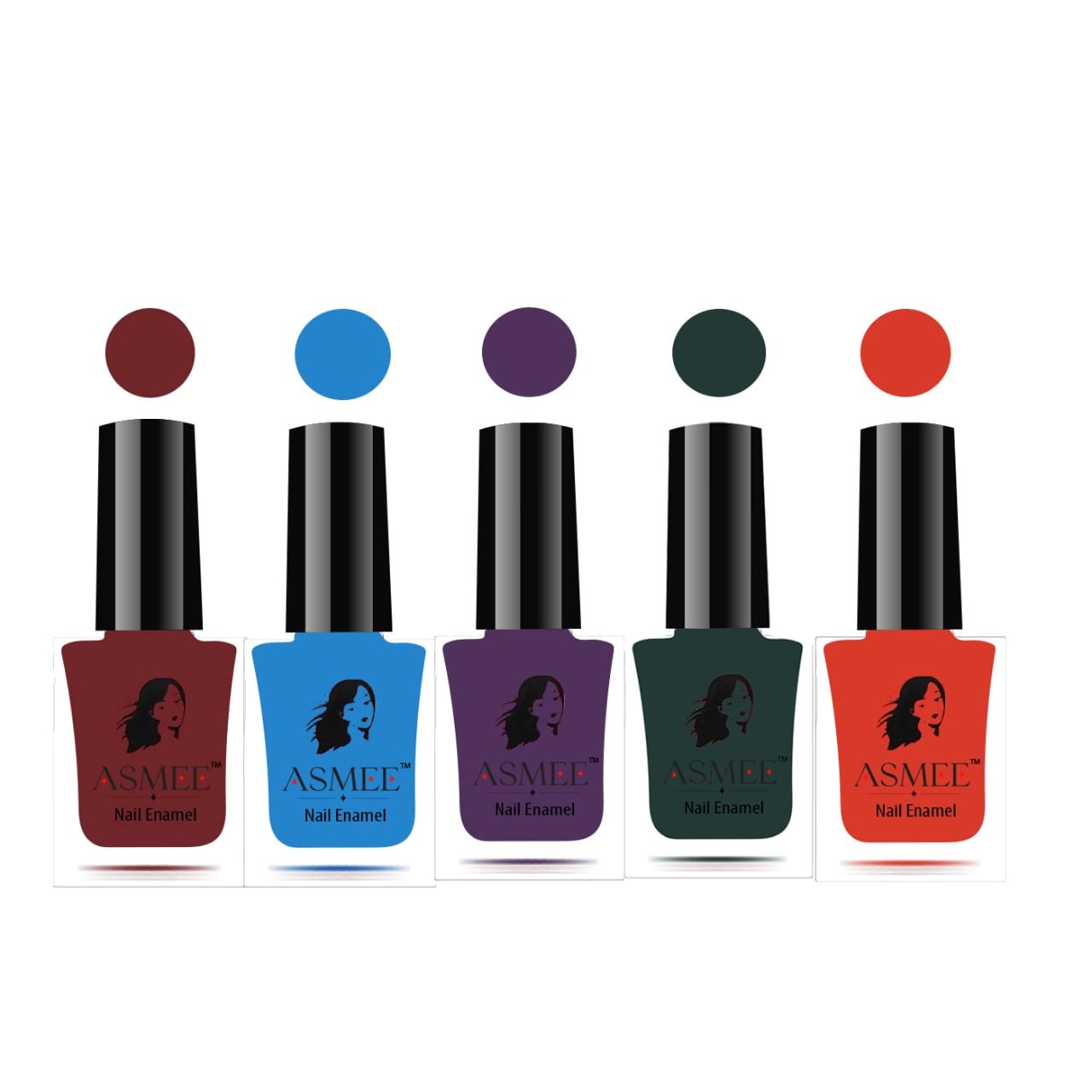 Premium Gel Nail Polish Pack Of 5 (Orange Crush ,Rich Ruby, Aqua Marine ,Forest Green ,Amethyst)