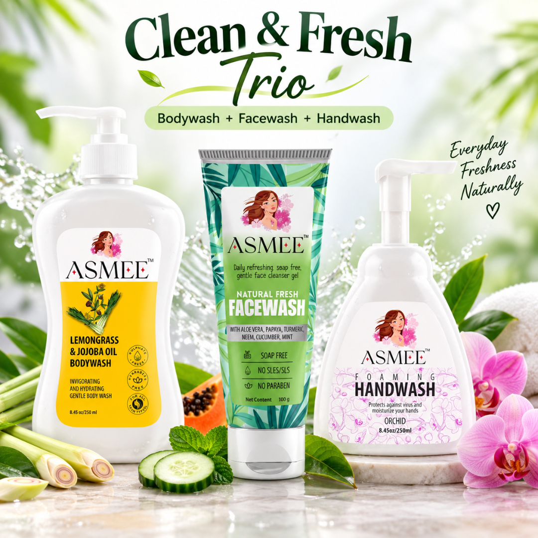 Clean & Fresh Trio – Bodywash + Facewash + Handwash