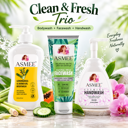 Clean & Fresh Trio – Bodywash + Facewash + Handwash