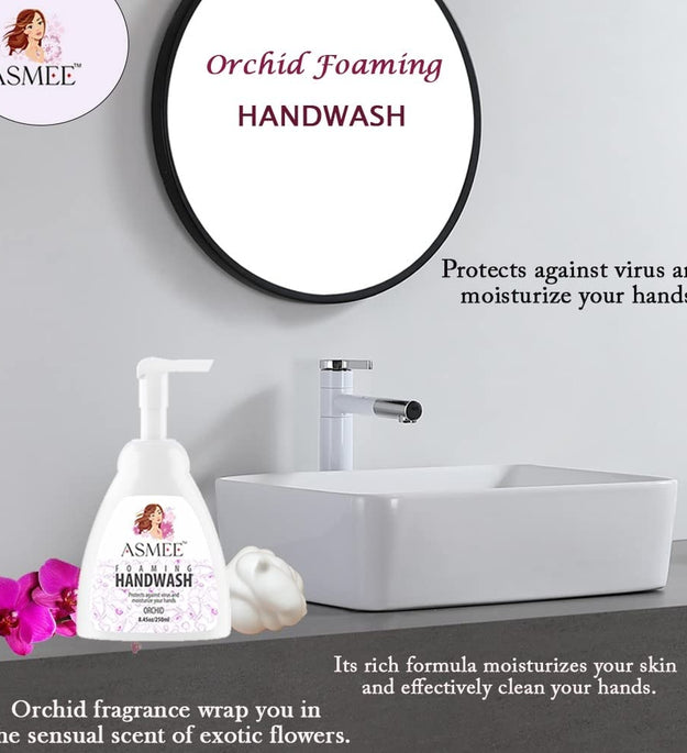 Combo-Orchid Foaming Handwash, Natural Fresh Facewash, Sanitizer Gel