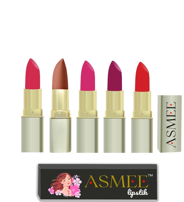 Glossy Lipstick ( Pack Of 5 ) (Pink Orchid, Tangerine,Caramel,Stargzer,Primrose)