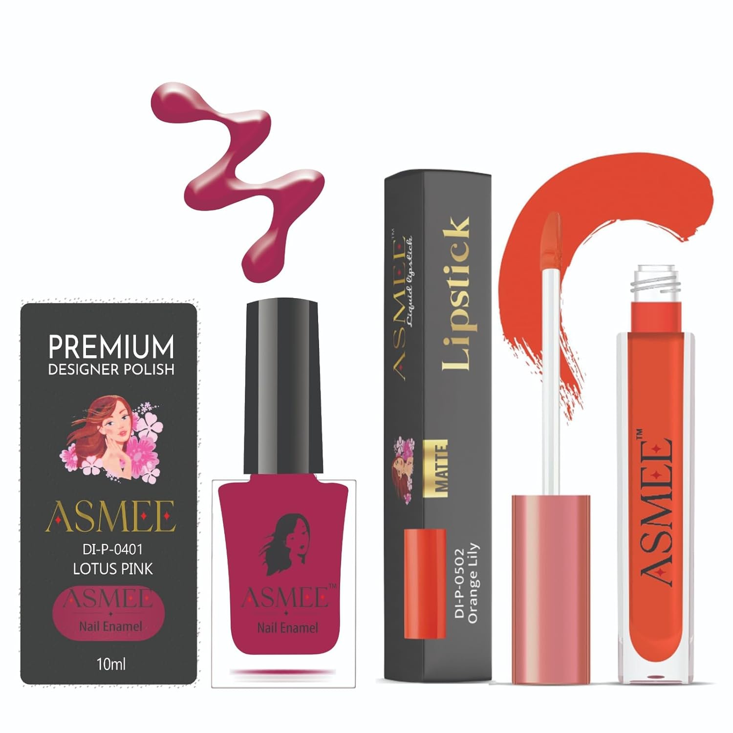 Lotus Pink Nail Polish and Orange Lily Lipstick