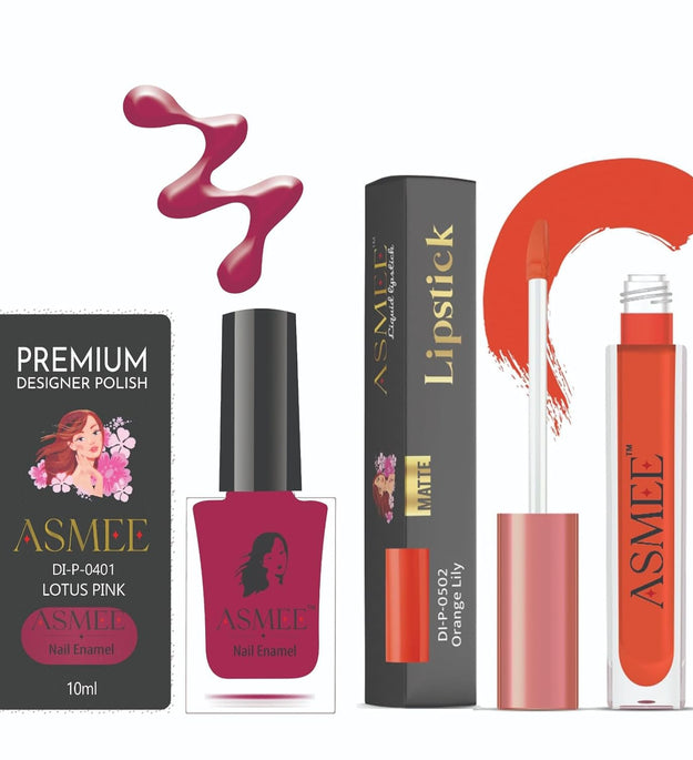 Lotus Pink Nail Polish and Orange Lily Lipstick