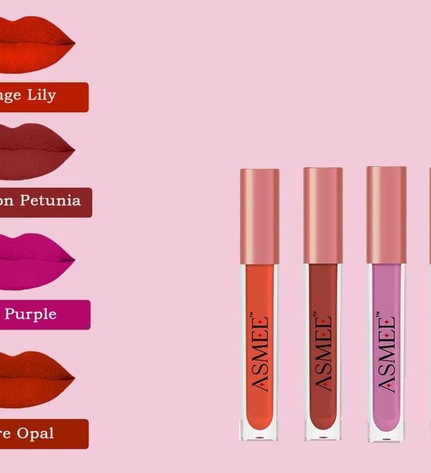 Matte Liquid Lipstick Combo of 4 – Bold & Long-Lasting Shades