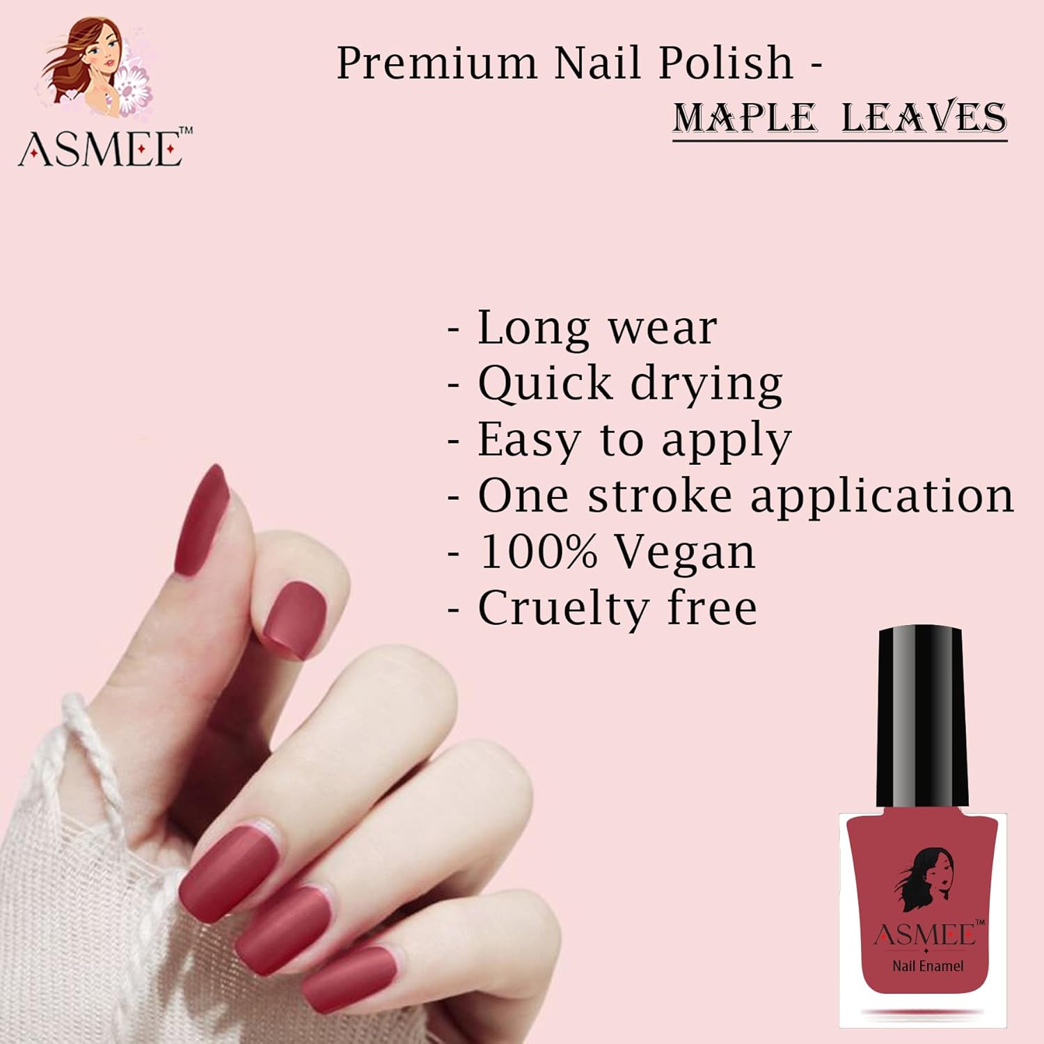 Nail Polish Sakura And Maple Leave Matte Lipstick Tangerine Liquid Matte Lipstick Maroon Petunia Combo Pack of 4 Nail Polish And lipstick