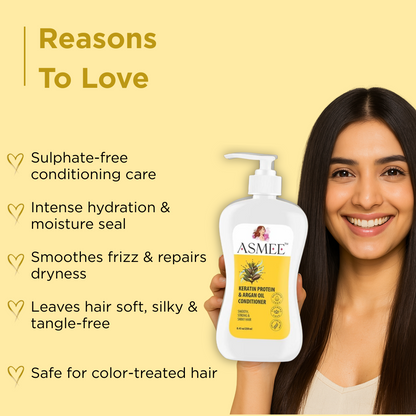 Asmee Keratin Protein & Argan Oil Conditioner – Nourishing, Frizz-Control & Paraben-Free (250ml)