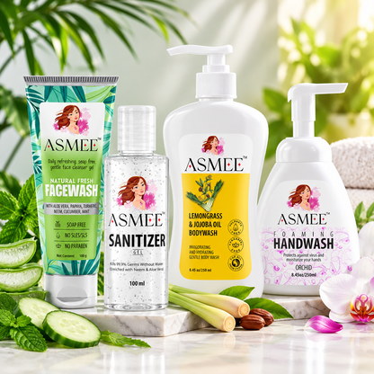Complete Hygiene Essentials Set - Facewash, Sanitizer, Bodywash & Handwash Combo