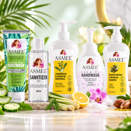 Complete Personal Care Kit - Facewash, Sanitizer, Bodywash, Handwash & Shampoo Combo