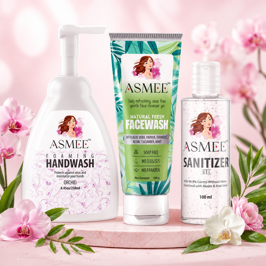 ASMEE Daily Freshness & Hygiene Care Combo | Facewash, Foaming Handwash & Sanitizer Gel Kit