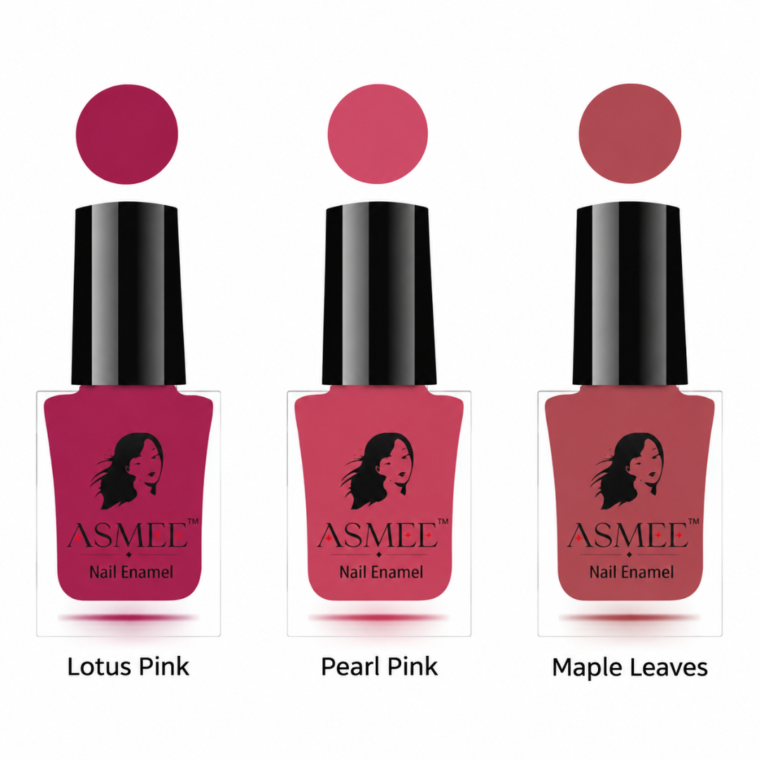 Premium Nail Polish Combo - Lotus Pink, Pearl Pink and Maple Leaves