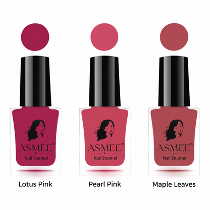 Premium Nail Polish Combo - Lotus Pink, Pearl Pink and Maple Leaves