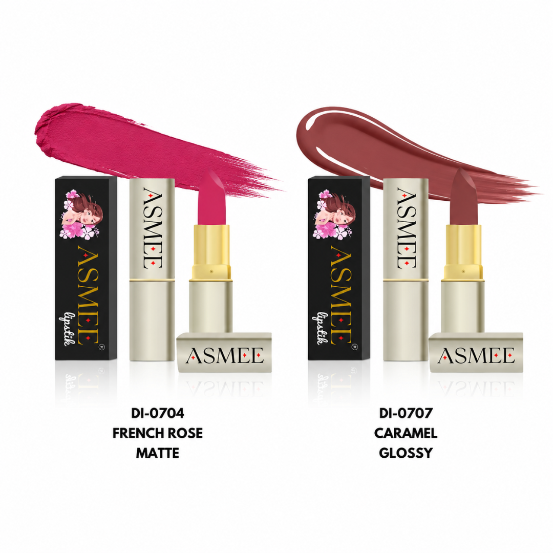 French Rose Matte & Caramel Glossy Lipstick Combo | Long Lasting Duo