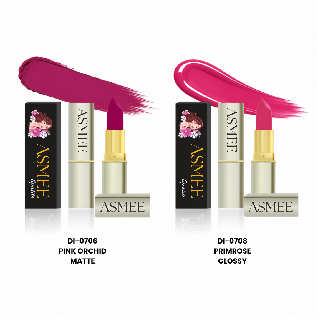 Pink Orchid Matte & Primrose Glossy Lipstick Combo | Long Lasting Duo