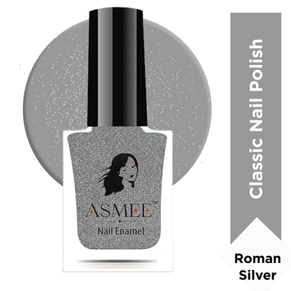 Classic Nail Polish – Roman Silver |  Long-Lasting Metallic Finish (10ml)