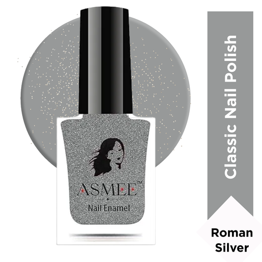 Classic Nail Polish – Roman Silver |  Long-Lasting Metallic Finish (10ml)