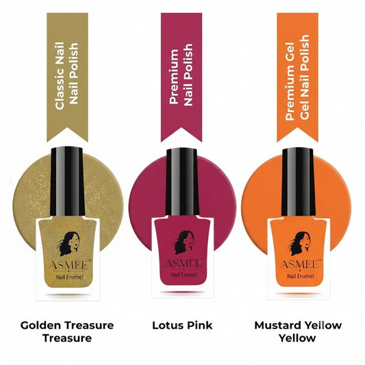 ASMEE Nail Polish Combo – Premium, Classic & Gel | 3 Shades