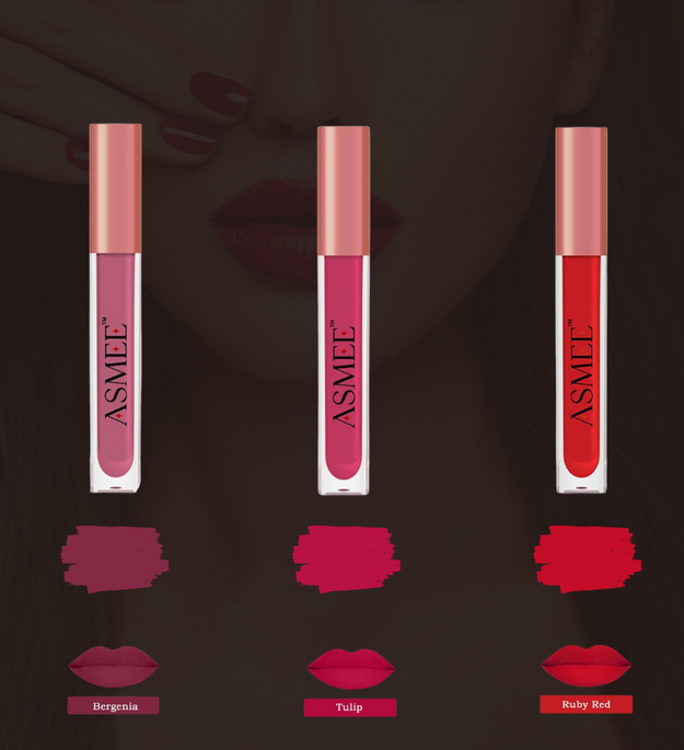 Matte Liquid Lipstick Combo of 3 – Bergenia, Ruby Red, Tulip