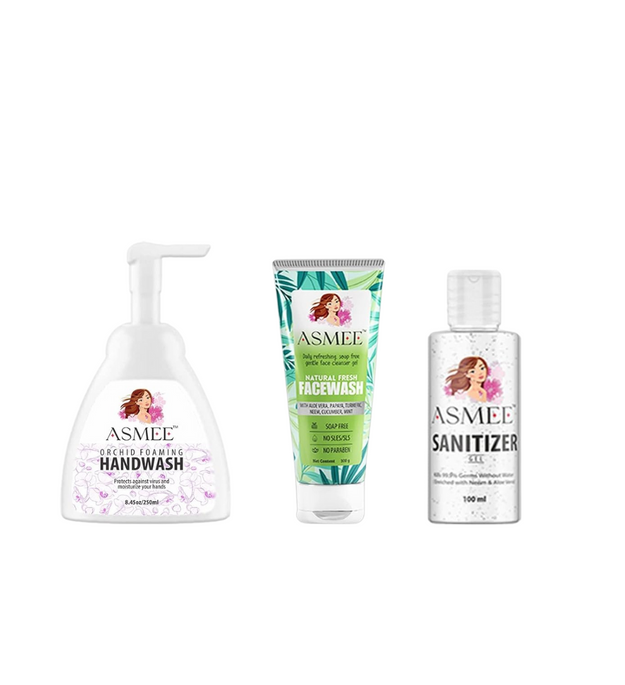 Combo-Orchid Foaming Handwash, Natural Fresh Facewash, Sanitizer Gel
