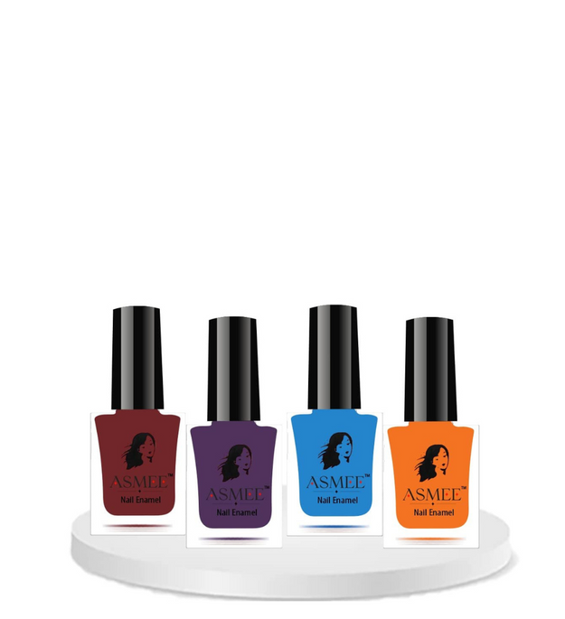 Premium Gel Nail Polish (Rich ruby, Amethyst, Aqua marine, Mustard yellow) Combo of 4
