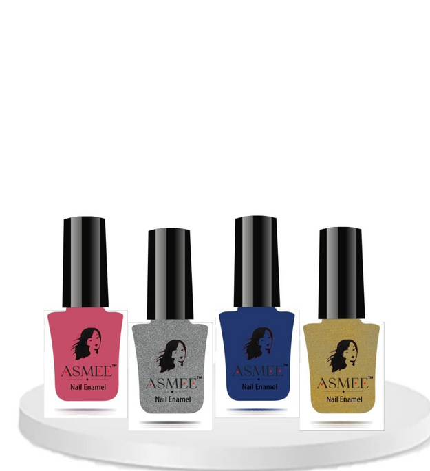 Nail Polish Sakura, Roman silver, Dazzling blue, Golden treasure Classic Nailpolish pack of 4