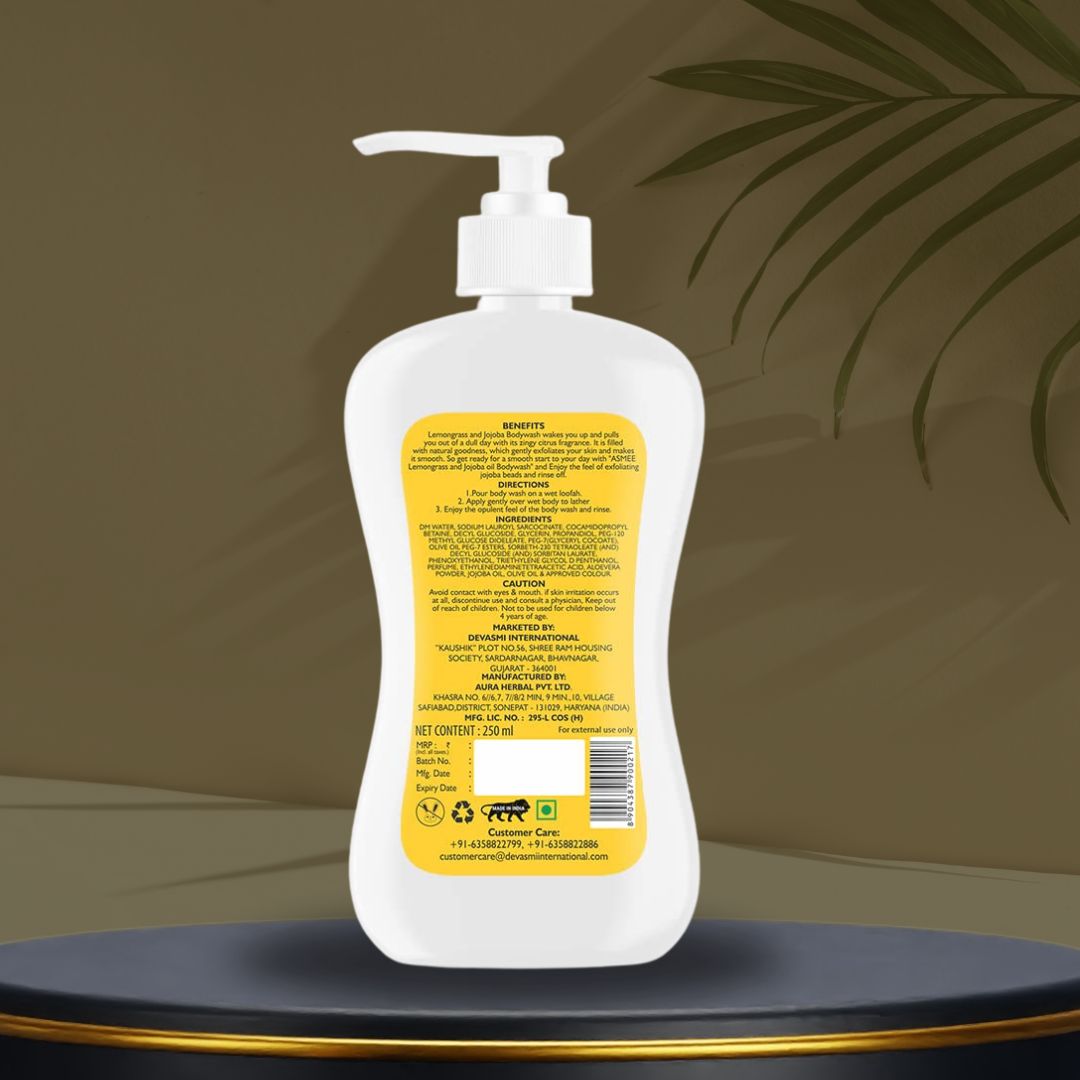Lemongrass & Jojoba Oil Bodywash bottle- Back View